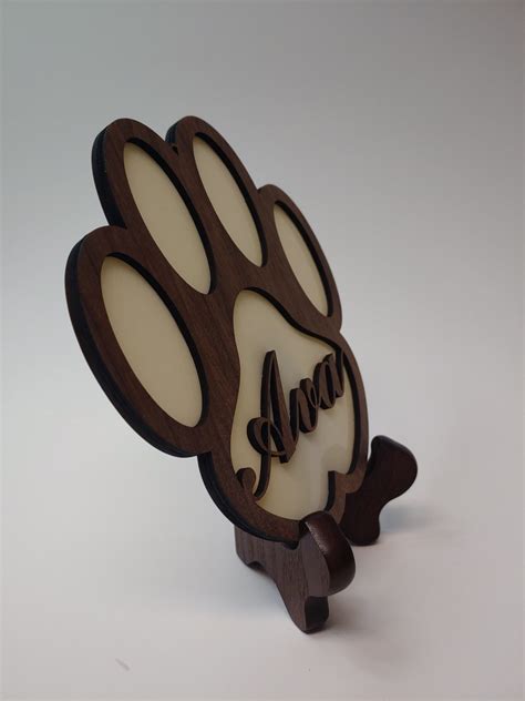Custom Laser-cut Dog Paw With Stained Glass - Personalized Pet Memorial