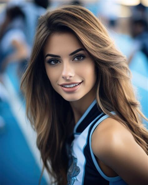 Premium Photo Cheerleader With Long Brown Hair Smiling