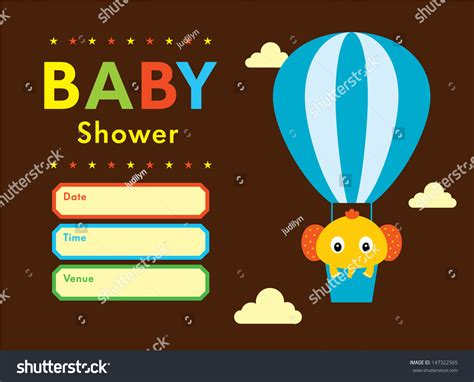 Baby Elephant Shower Hot Air Balloon 스톡 벡터 로열티 프리 Shutterstock