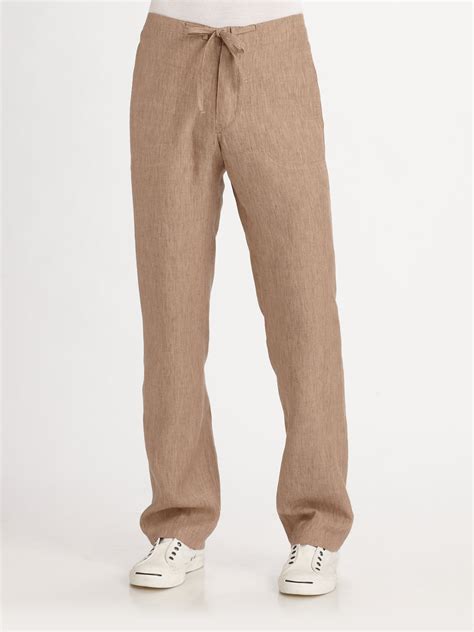 Vince Linen Drawstring Pants In Brown For Men Lyst