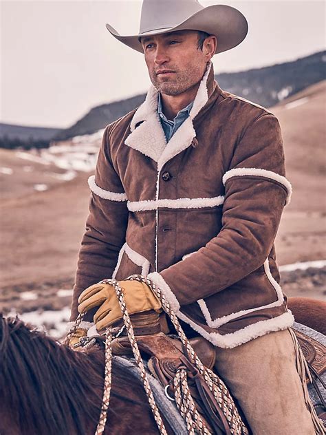 Men Wrangler® Cowboy Jacket Sherpa Lined Helzer Los Vaqueros