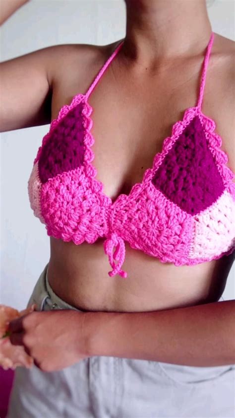 Making A Bikini Crochet Top From Granny Squares Full Tutorial On Youtube By What About Yarn