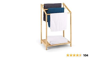 Hynawin Bamboo Tier Towel Rack For Bathroom Free Standing Beach