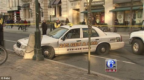 Naked Man Carjacks Taxi Crashing Into Curb In Philadelphia Daily Mail Online