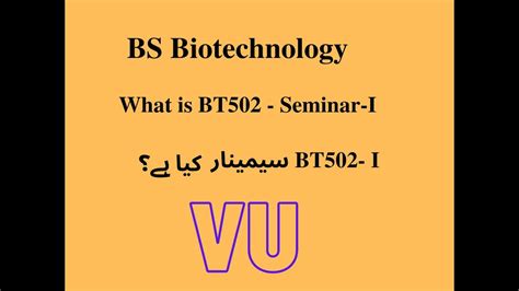 What is BT502-I Seminar Assignment | Virtual University | complete ...