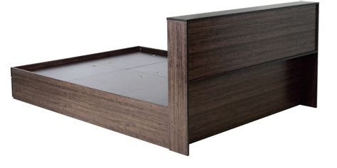 Buy Hoshi Queen Size Bed With Drawer Storage In Walnut Finish By