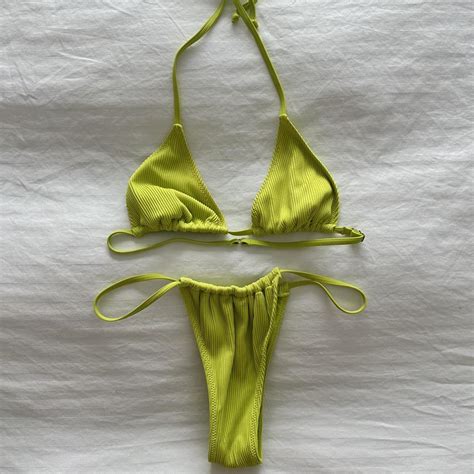 Lime Green Bikini Set Top And Bottom Pants Are Depop