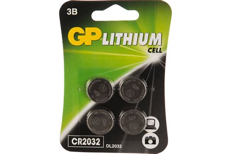 Литиевая дисковая батарейка GP Lithium CR2032 4 шт. CR2032-7CRU4 GP ...