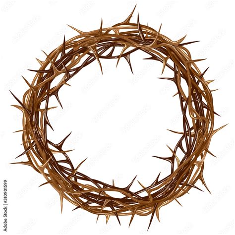 Crown of thorns. Color, artistic, graphic drawing of a crown of thorns with thorns on a white ...