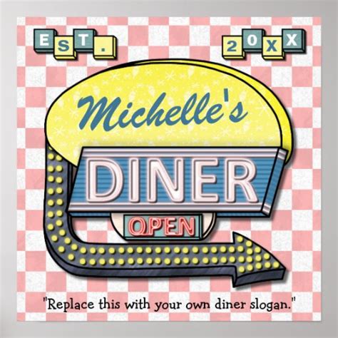 Create Your Own Custom Retro 50s Diner Sign Poster Zazzle