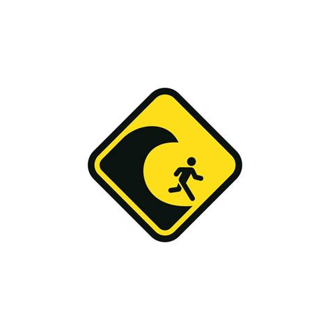 Tsunami Hazard Caution Warning Symbol Design Vector Vector Art