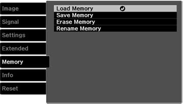 saving settings  memory   saved settings
