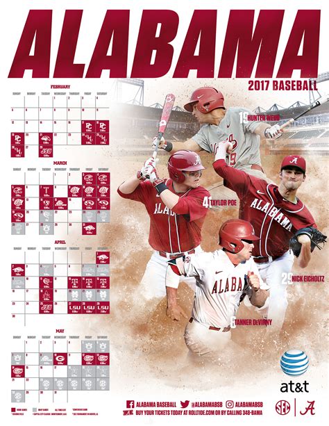 Alabama Baseball 2017 Schedule Poster on Behance