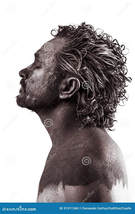 Dream Anger Dreaming Man Covered In Mud Naked In Profile D Stock Photo Image Of Male