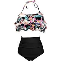 AOQUSSQOA Damen Badeanzug Rüschen Hals Hängen Bikini Sets Zweiteilige