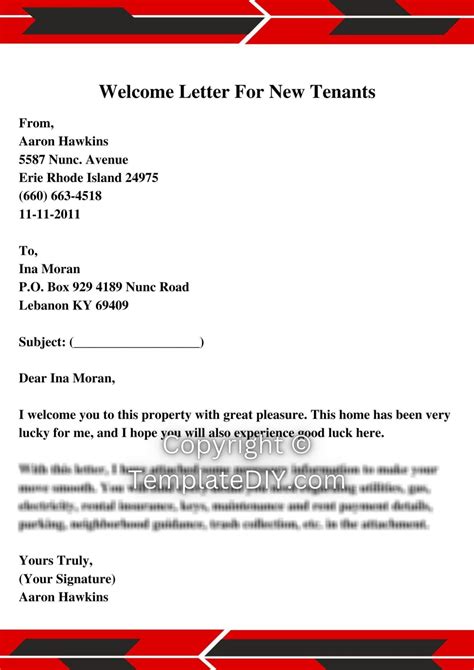 Welcome Letter For New Tenants Template in PDF & Word