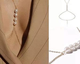 Body Jewelry With Pearl Body Chain Layered Body Chain Bralette Bikini Body Jewelry Back Chain