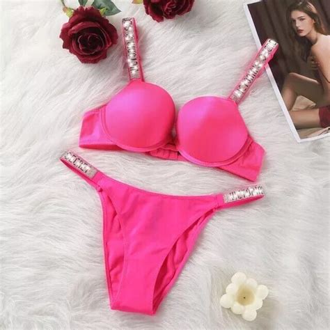 Sets Bra Bikini Underwear Lingerie Shinewith Rhinestones Victoria Ebay