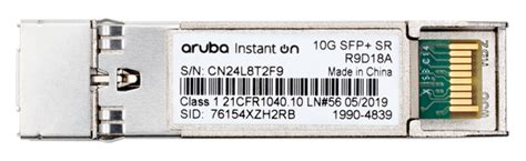 Aruba R9D18A Instant On 10G SFP LC SR 300m MMF XCVR Transceiver