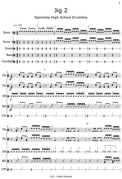 Jig Sheet Music For Marching Tenor Drums Marching Snare Drums