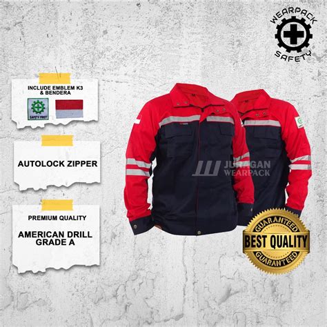 Jual Wearpack Safety Semi Jaket Wearpack Kerja Warna Merah Kombinasi