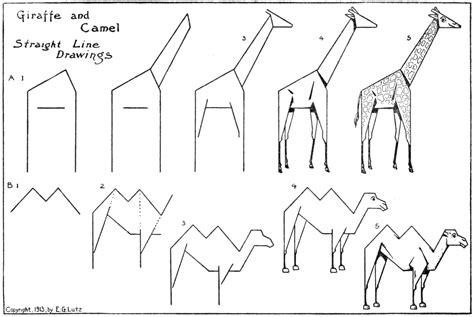 Jak nakreslit žirafu a velblouda s rovnými čarami snadno krok za krokem
