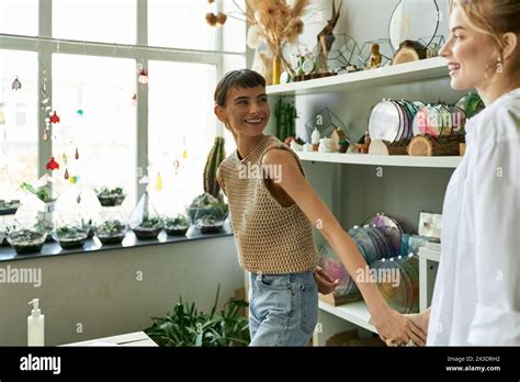 A Loving Lesbian Couple Two Women Creating Art Together In A Colorful