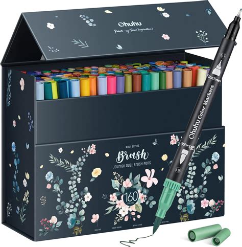 Ohuhu 160 Feutre Couleurs Coloriage Adulte Aquarelle Stylos Feutres