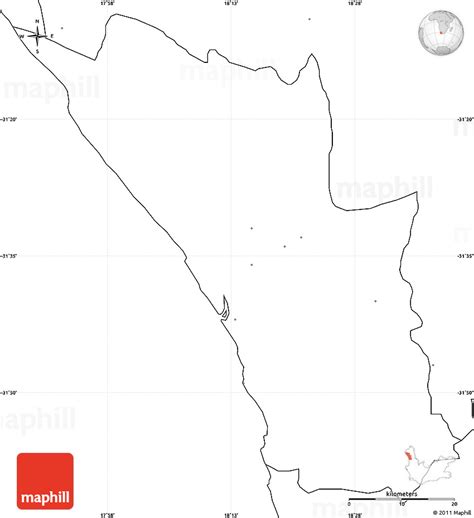 Blank Simple Map of VREDENDAL, no labels