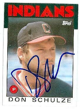 Don Schulze Autographed Baseball Card Cleveland Indians 1986 Topps