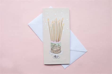 Happy Birthday Naked Cake And Tall Candles Birthday Card Etsy