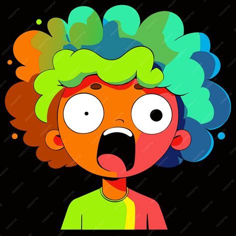 Un encantador niño de dibujos animados de cabello rizado con una mezcla