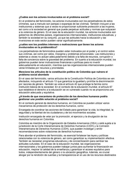 Competencia - Texto informativo - ¿Cuáles son los actores involucrados en el problema social? En