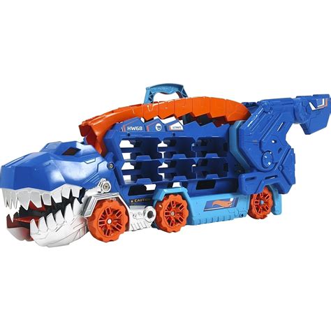 Mattel Hot Wheels City Ultimate Hauler Transforms Into Stomping T Rex With Race Track Hng