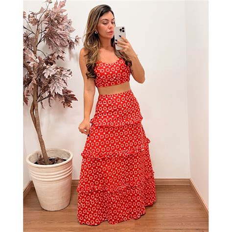 Conjunto Saia Longa E Cropped Para Festa - Conjunto Lese Saia Longa e Cropped Feminino Festas | Shopee Brasil