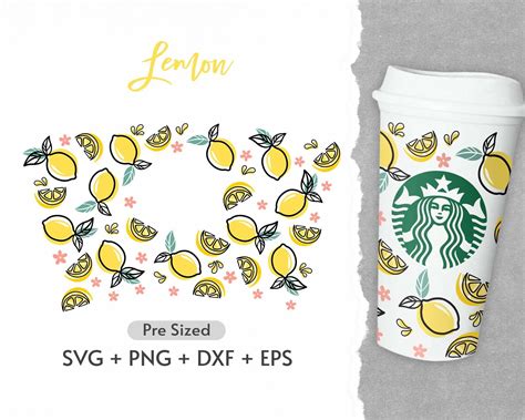16oz Lemon Starbucks Hot Cup Svg Starbuck Svg Hot Cup Wrap Svg Starbucks Cup Svg Summer Fruit