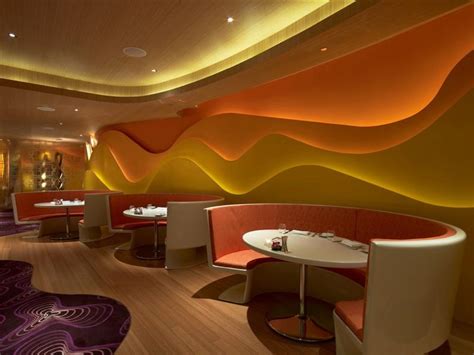 Wall Paint Design For Fast Food Restaurant With Cool Interior And