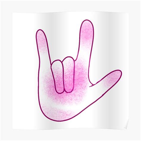 Póster Lenguaje De Señas Te Amo Signo De La Mano De Mocraftsco