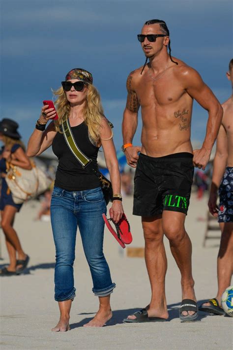 Helena Seger and Zlatan Ibrahimovic on the Beach in Miami 01/02/2023
