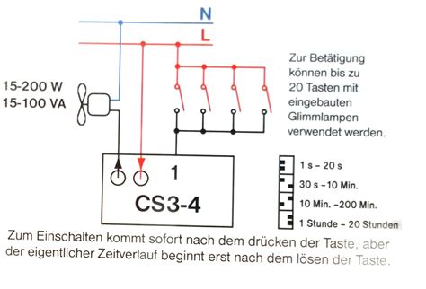 Zeitschalter Steuerung Ventilator Treppenbeleuchtung Nachlaufrelais N