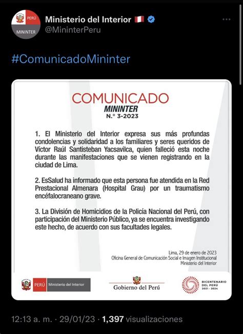 José Martín O M on Twitter RT martinhidalgo El MininterPeru