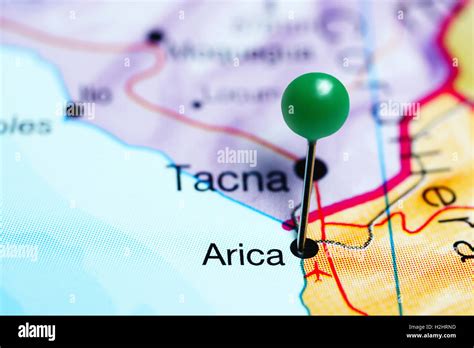 Arica Pinned On A Map Of Chile Stock Photo Alamy