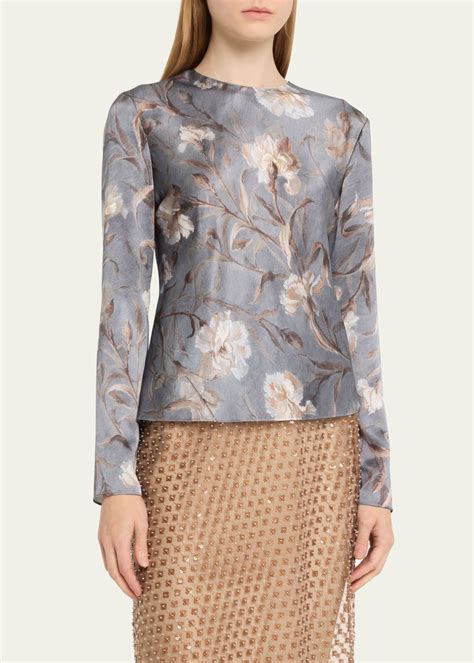 Vince Night Carnation Bias Silk Long Sleeve Blouse Bergdorf Goodman