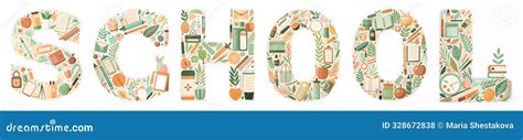 creative typography display   word school  colorful