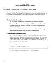 Chapter Outline Docx Chapter Receivables And Investments Module