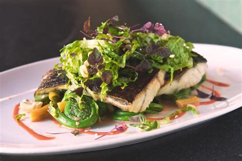 Pan Roasted Barramundi With Summer Veggies And Tahini Puree The