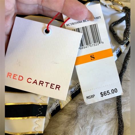 Red Carter Swim Red Carter Bikini Bottoms Black White Gold Stripe W Goldtone Hardware Small