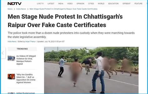 Video Of Nude Protest Of Youth Over Fake Caste Certificate In Chhattisgarh Shared Linking To