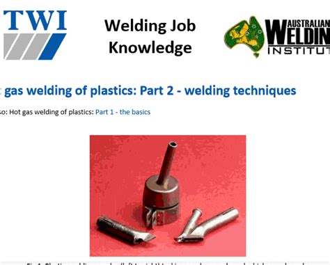 Hot Gas Welding Of Plastics Part Australian Welding Institute