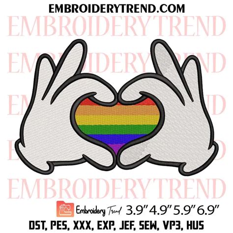 Mickey Hands Heart Lgbt Embroidery Design Gay Pride Disney Machine Embroidery Digitized Pes Files